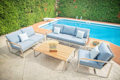 Acacia Stainless Steel Sofa with Sunbrella® Cushions