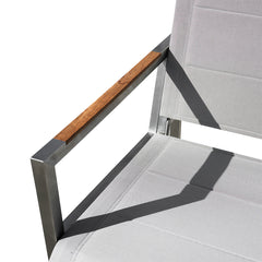 Pine Stainless Steel & Teak Outdoor Sling Sofa