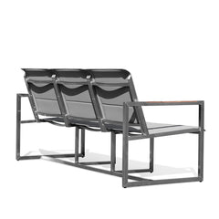 Pine Stainless Steel & Teak Outdoor Sling Sofa